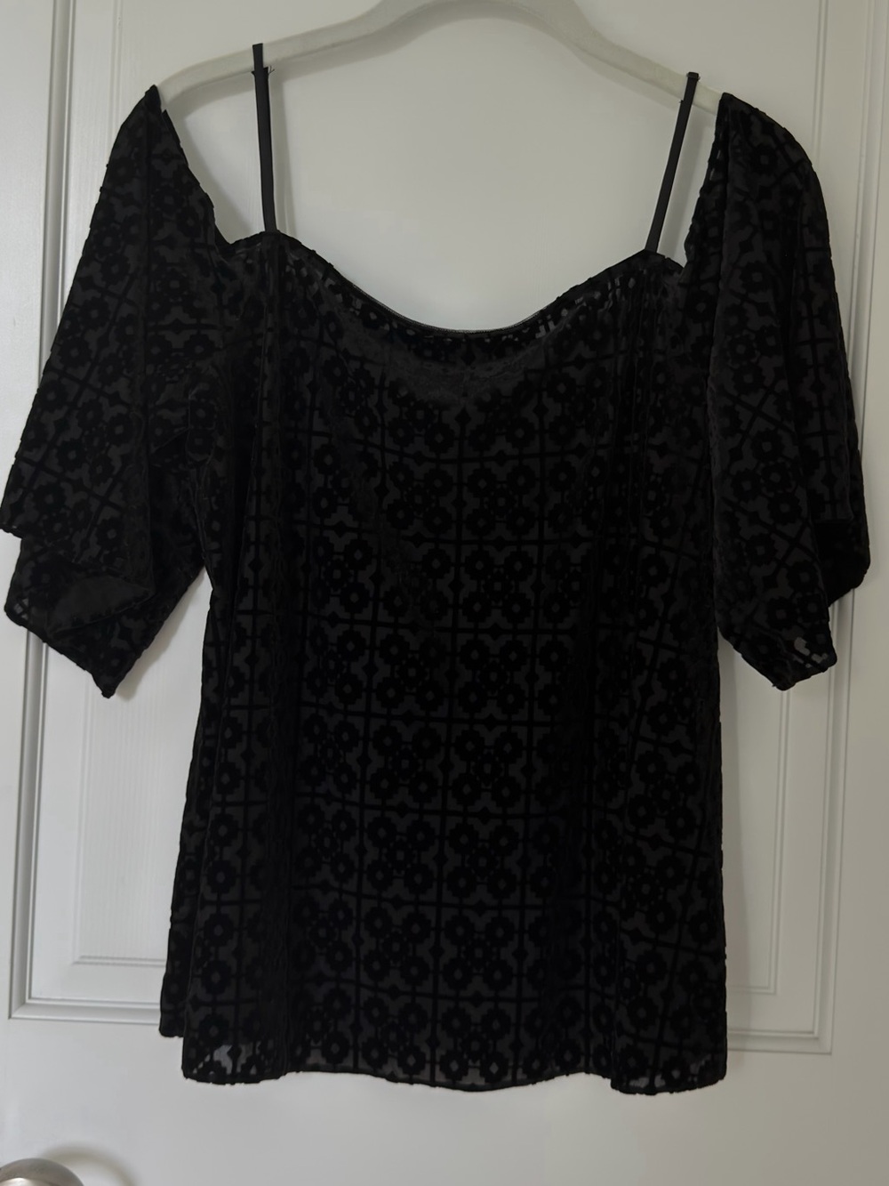 Bailey 44 Black Velvet Burnout Off-Shoulder Blouse
